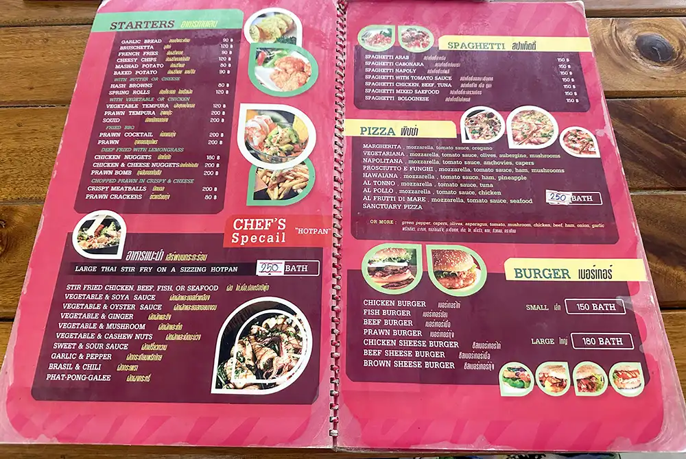 Menu Koh Lanta